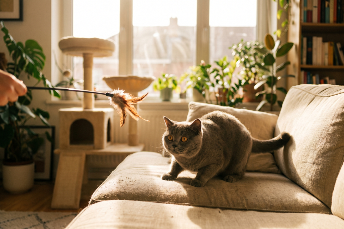 Cat suddenly biting owner's ankle while walking past