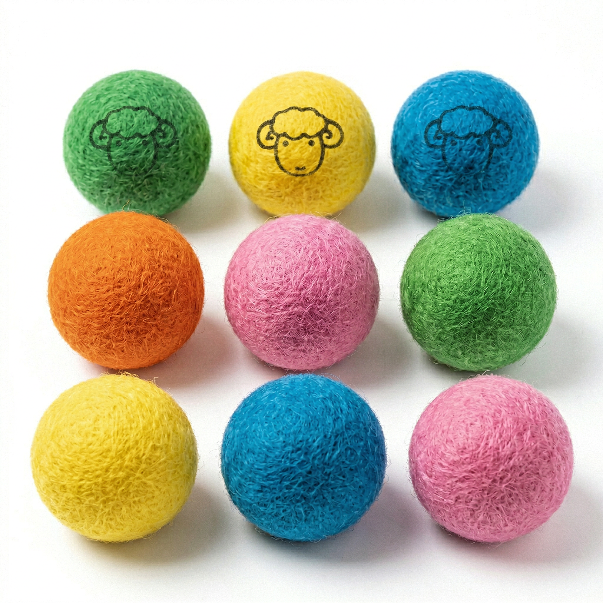Pawstro colorful wool felt ball cat toys - 45 degree angle view