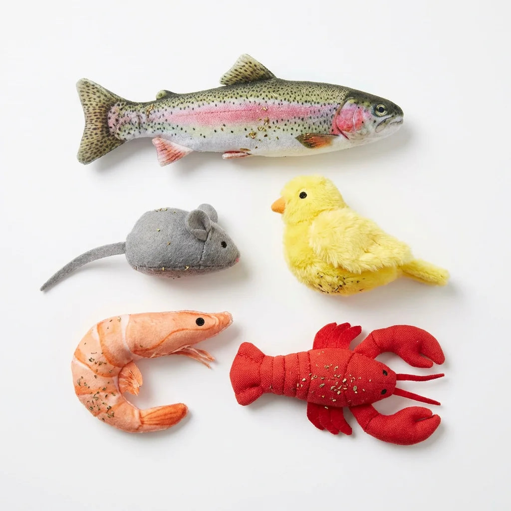 Pawstro 5-Pack Catnip Plush Toys - White Background