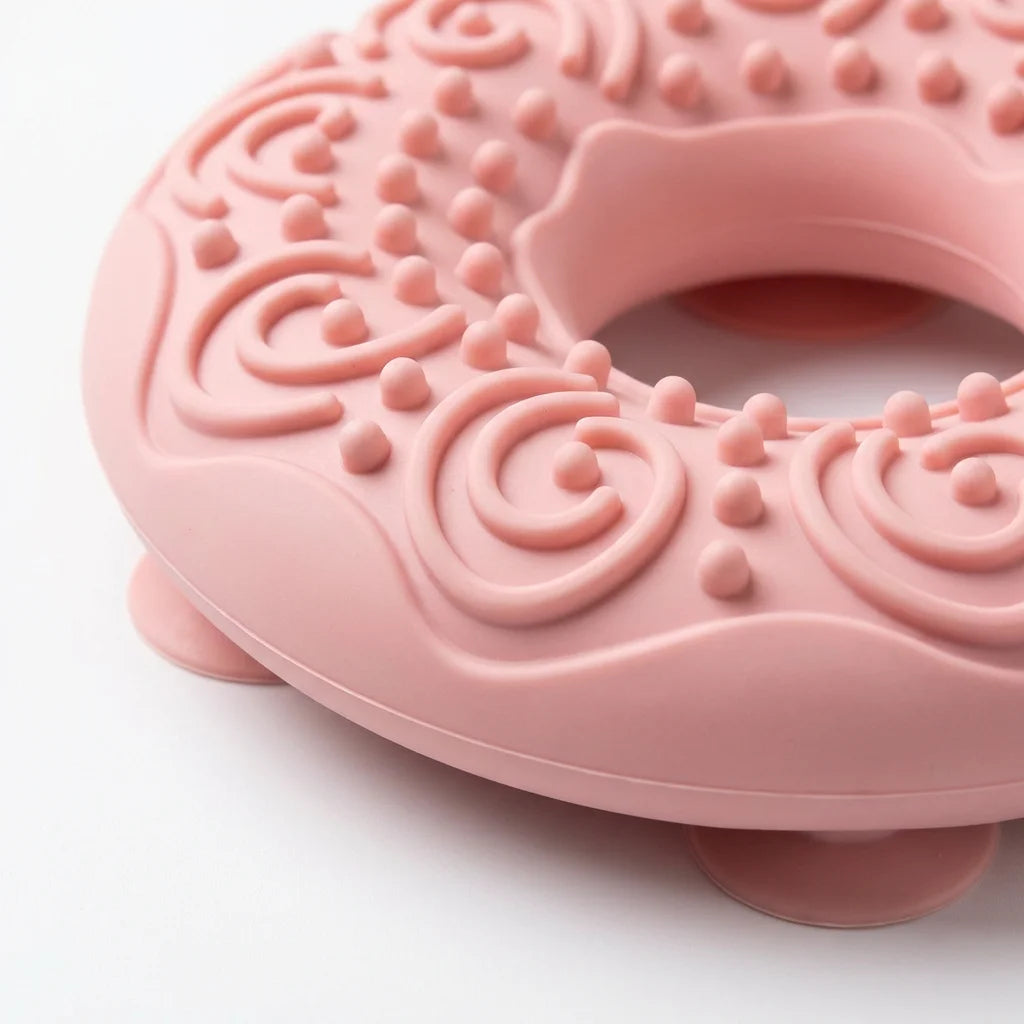 Close-up of silicone lick mat nub texture