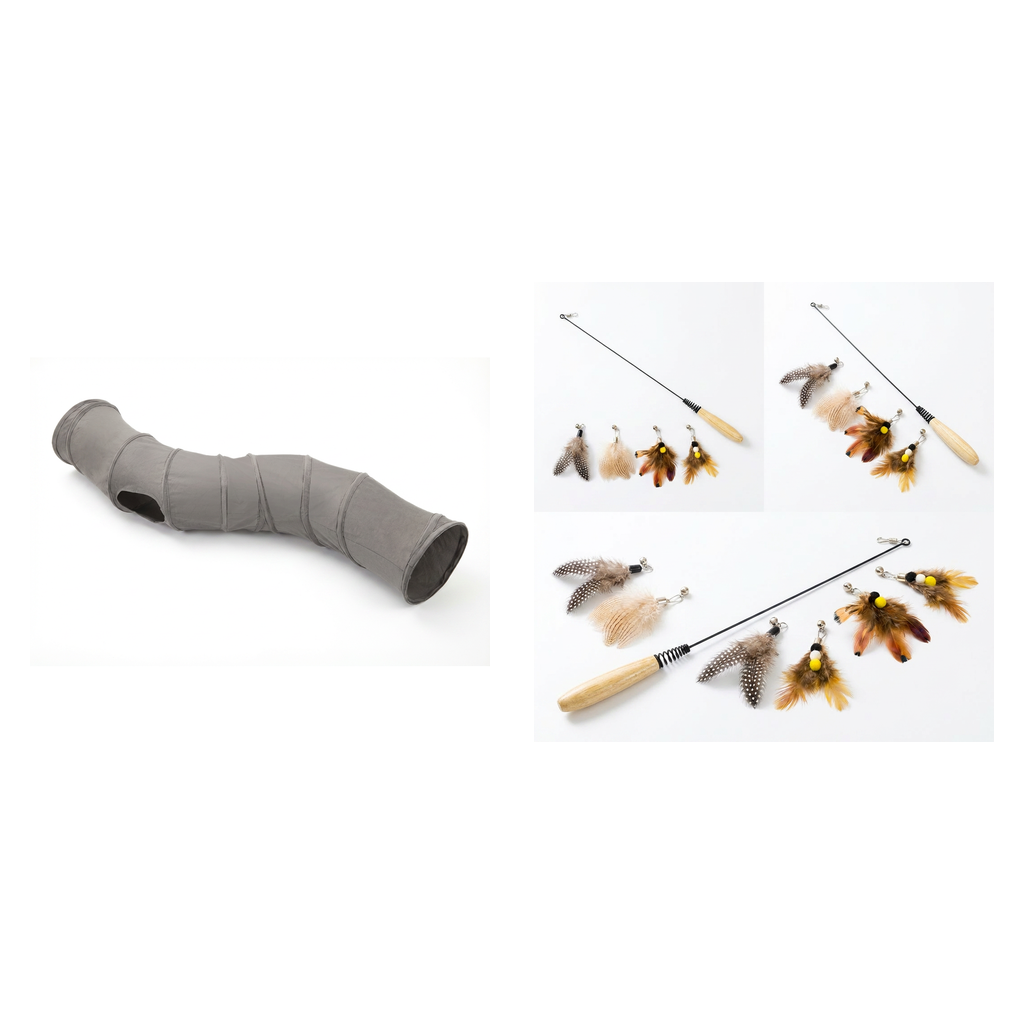 Pawstro Interactive Play Duo — Tunnel + Wand Toy Bundle | Ambush & Capture