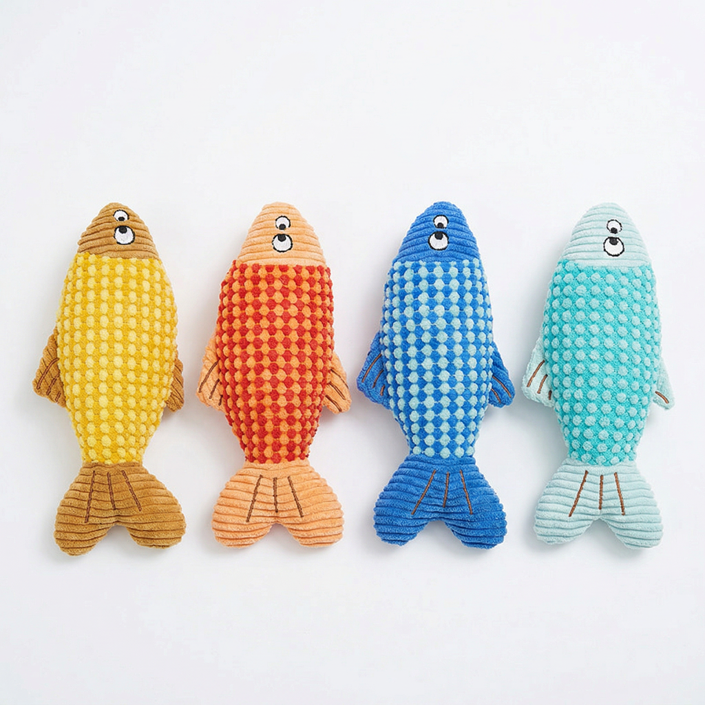 Pawstro Catnip Kick Fish - realistic plush kicker toy on white background